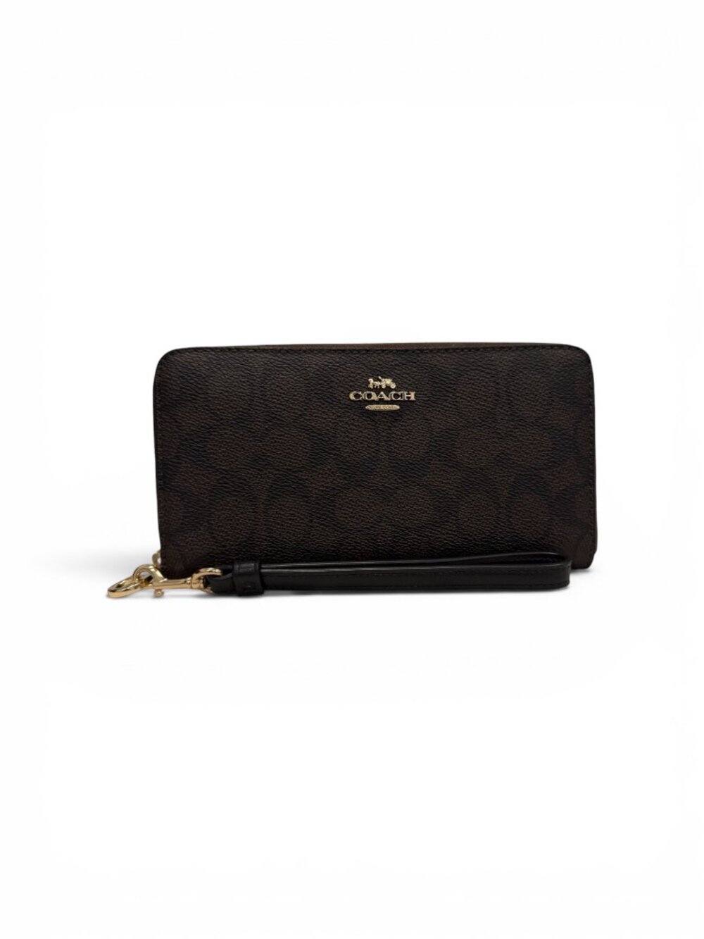 NWT Coach Long Zip Around Wallet CW778 Signature Canvas,Gold/Walnut/Black